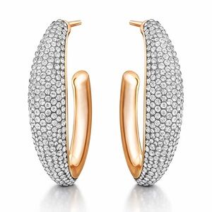 Authentic Swarovski Circlet Large Hoop Pierced Earrings, Swan Stamped